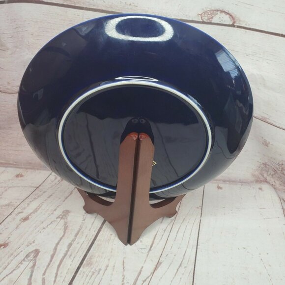 10 1/2" MCI Japan Vintage Japanese Peacock Plate Blue With Gold Trim Border  - Picture 4 of 12